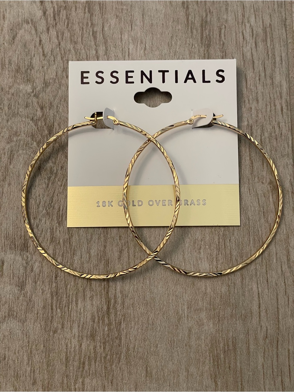 ESSENTIALS 18k Gold over Brass Textured Large Hoop Earrings